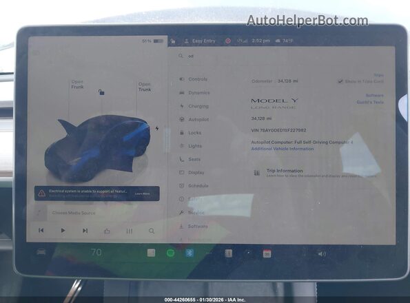 7SAYGDED1SF227982 2025 TESLA MODEL Y Синий Вид задних сидений
