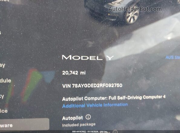 7SAYGDED2RF092750 2024 TESLA MODEL Y Черный 