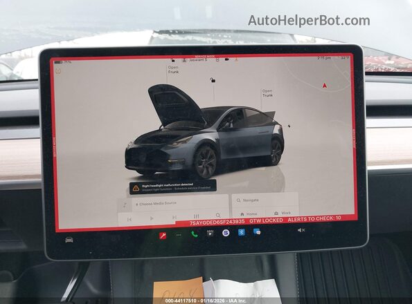 7SAYGDED6SF243935 2025 TESLA MODEL Y Gray 