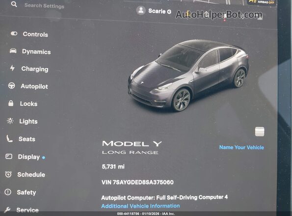 7SAYGDED8SA375060 2025 TESLA MODEL Y Black 
