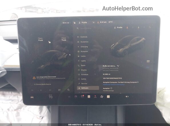 7SAYGDEE1NA007512 2022 TESLA MODEL Y Black უკანა სავარძლების ხედი