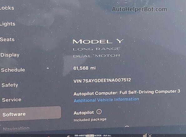 7SAYGDEE1NA007512 2022 TESLA MODEL Y Black სალონის 360-გრადუსიანი ხედი