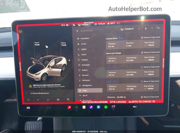 7SAYGDEE4RA290686 2024 TESLA MODEL Y White Հետևի նստատեղերի տեսք