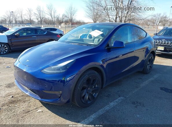 7SAYGDEE6NA019607 2022 TESLA MODEL Y Dark Blue წინა მარცხენა ხედი სამი მეოთხედიდან