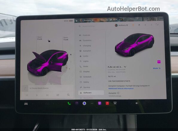 7SAYGDEE8SF270675 2025 TESLA MODEL Y Серый Вид задних сидений
