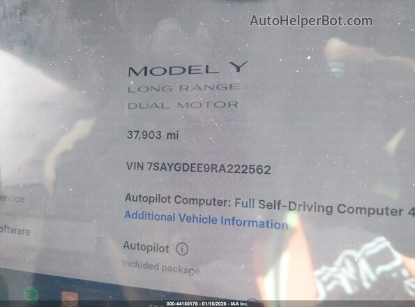 7SAYGDEE9RA222562 2024 TESLA MODEL Y Белый 
