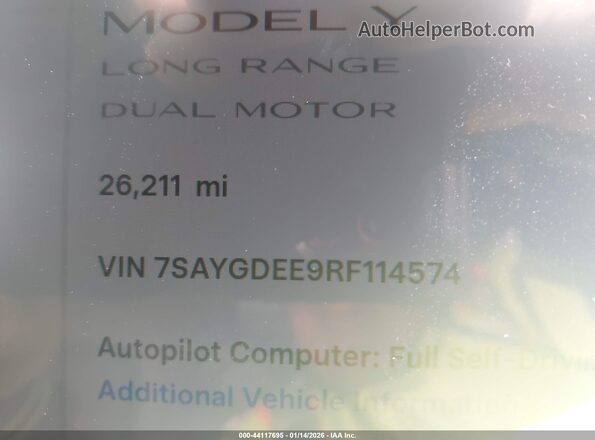7SAYGDEE9RF114574 2024 TESLA MODEL Y Gray 