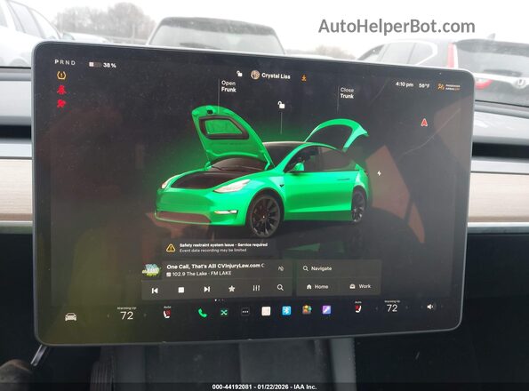 7SAYGDEEXNF574398 2022 TESLA MODEL Y Blue Rear seats view