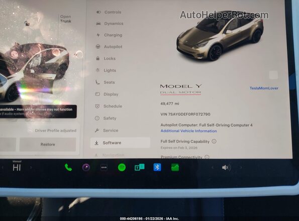 7SAYGDEF0RF072790 2024 TESLA MODEL Y White უკანა სავარძლების ხედი