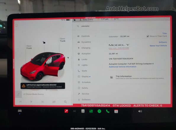 7SAYGDEFXSA352414 2025 TESLA MODEL Y Red უკანა სავარძლების ხედი