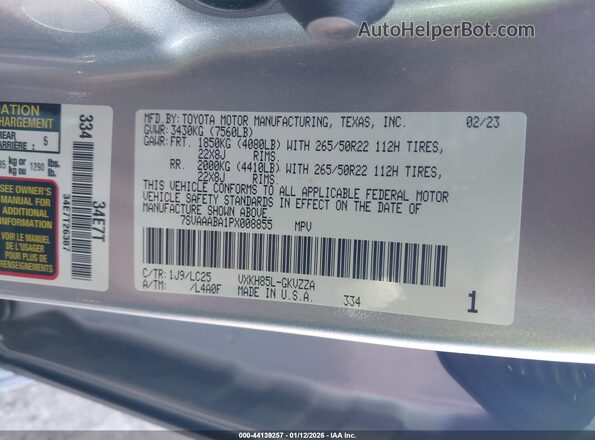 7SVAAABA1PX008855 2023 TOYOTA SEQUOIA Silver Widok komory silnika