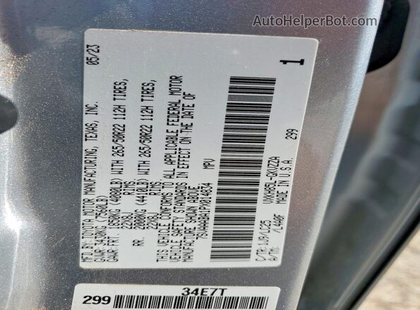7SVAAABA1PX014834 2023 TOYOTA SEQUOIA Silver VIN კოდის სტიკერის ხედი