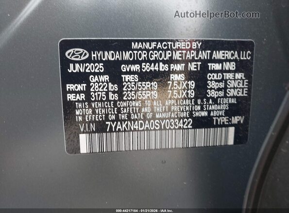 7YAKN4DA0SY033422 2025 HYUNDAI IONIQ 5 Gray 