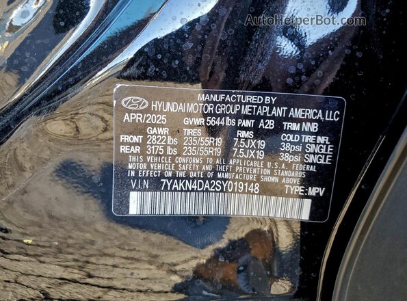 7YAKN4DA2SY019148 2025 HYUNDAI IONIQ Black Vista del compartimento del motor