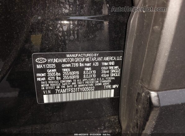 7YAMTFS31TY005032 2026 HYUNDAI IONIQ 9 Black Շարժիչի բաժամունքի տեսք