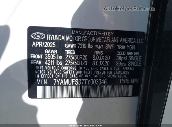 7YAMUFS37TY003346 2026 HYUNDAI IONIQ 9 White 