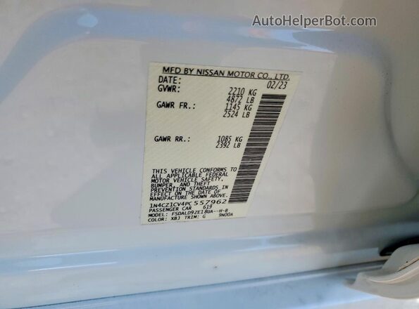 1N4CZ1CV4PC557962 2023 NISSAN LEAF White Widok naklejki z numerem VIN