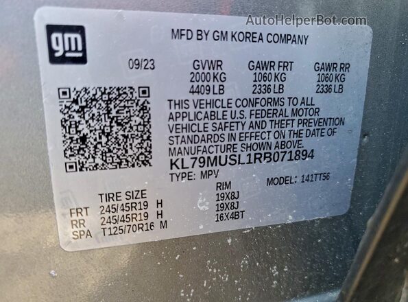 KL79MUSL1RB071894 2024 CHEVROLET TRAILBLAZER Gray 360 interior view
