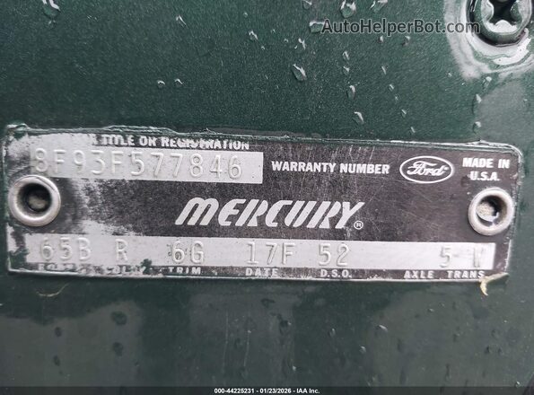 8F93F577846       1970 MERCURY COUGAR Зеленый Вид подкапотного пространства