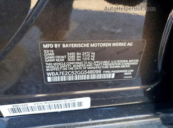 WBA7E2C52GG548096 2016 BMW 7 SERIES Black VIN sticker view