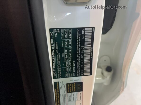 4JGED6EB3GA018208 2016 MERCEDES-BENZ GLE-CLASS Белый 