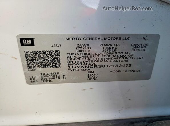 1GYKNCRS8JZ182473 2018 CADILLAC XT5 White 