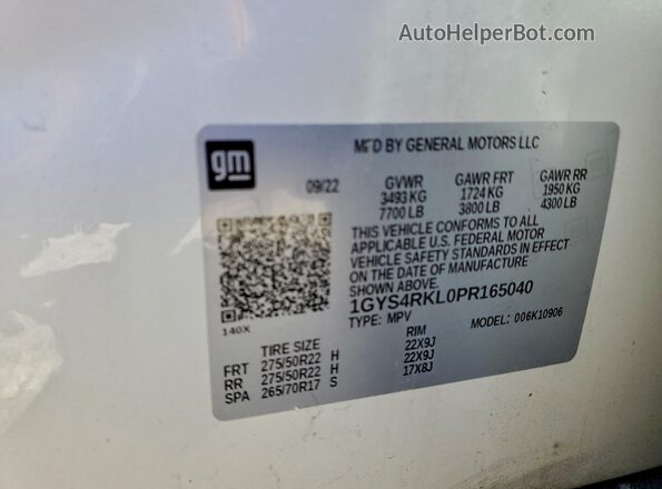 1GYS4RKL0PR165040 2023 CADILLAC ESCALADE White სალონის 360-გრადუსიანი ხედი