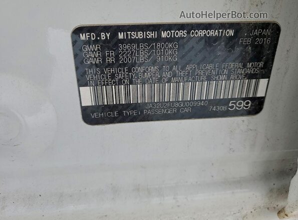 JA32U2FU8GU009940 2016 MITSUBISHI LANCER White Widok komory silnika