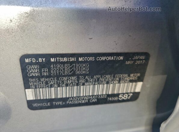 JA32V2FW2HU013322 2017 MITSUBISHI LANCER Silver 