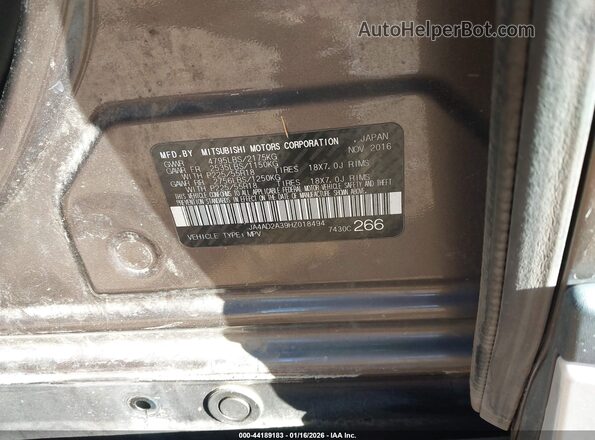 JA4AD2A39HZ018494 2017 MITSUBISHI OUTLANDER Gray Շարժիչի բաժամունքի տեսք
