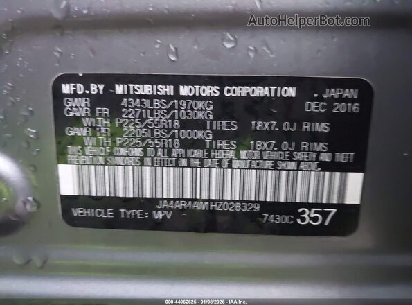 JA4AR4AW1HZ028329 2017 MITSUBISHI OUTLANDER SPORT Gray 