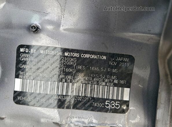 JA4AS3AA5LZ022917 2020 MITSUBISHI ECLIPSE Gray Widok naklejki z numerem VIN