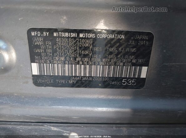 JA4AT3AA3LZ006390 2020 MITSUBISHI ECLIPSE CROSS Silver Widok komory silnika