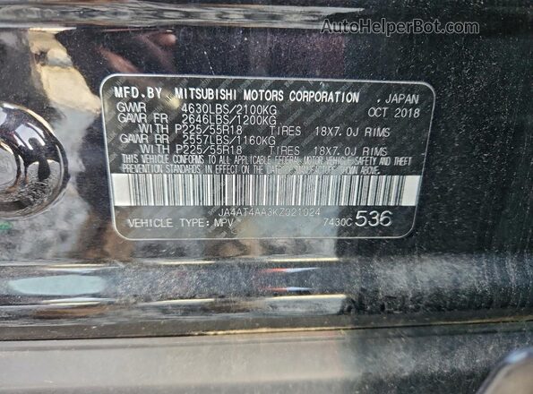 JA4AT4AA3KZ021024 2019 MITSUBISHI ECLIPSE Black Vista de la etiqueta del VIN