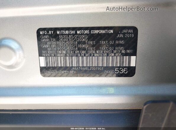 JA4AT4AA6LZ001903 2020 MITSUBISHI ECLIPSE CROSS Silver Vista del compartimento del motor