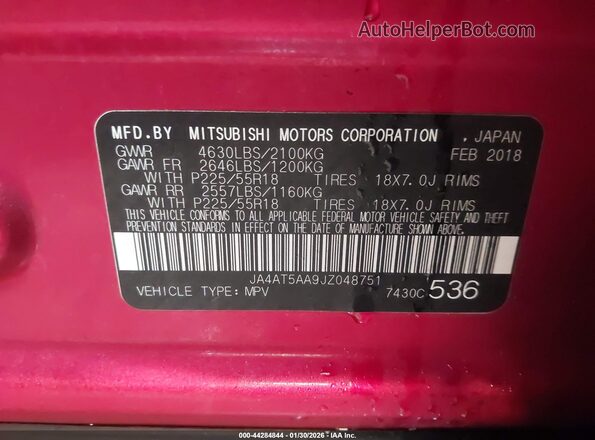 JA4AT5AA9JZ048751 2018 MITSUBISHI ECLIPSE CROSS Red Вид підкапотного простору