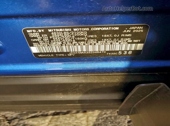 JA4ATWAA3SZ046470 2025 MITSUBISHI ECLIPSE Blue 