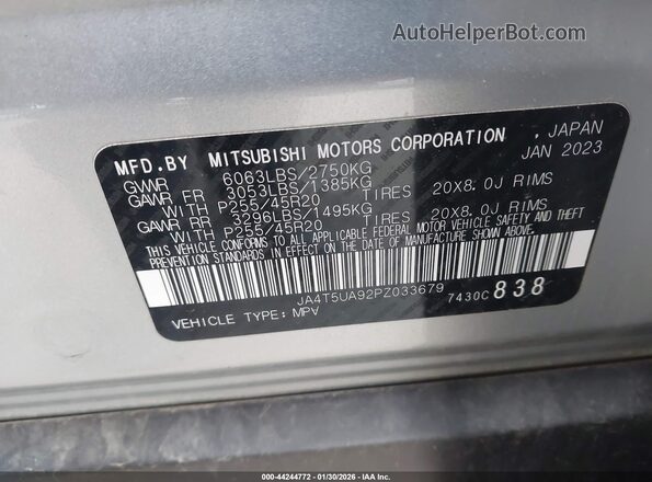 JA4T5UA92PZ033679 2023 MITSUBISHI OUTLANDER PHEV Silver Շարժիչի բաժամունքի տեսք