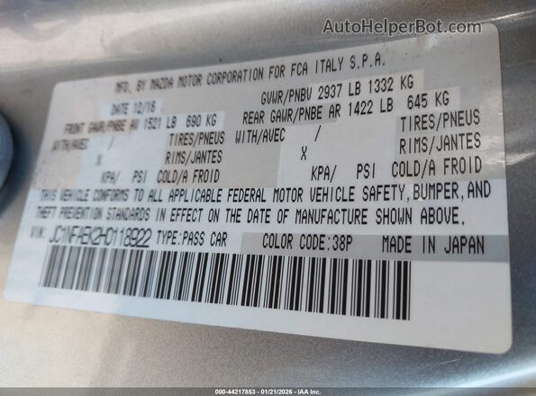 JC1NFAEK2H0118922 2017 FIAT 124 SPIDER Серебряный Вид подкапотного пространства