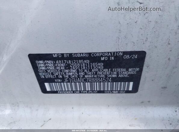 JF1GUABC7R8884524 2024 SUBARU IMPREZA White 