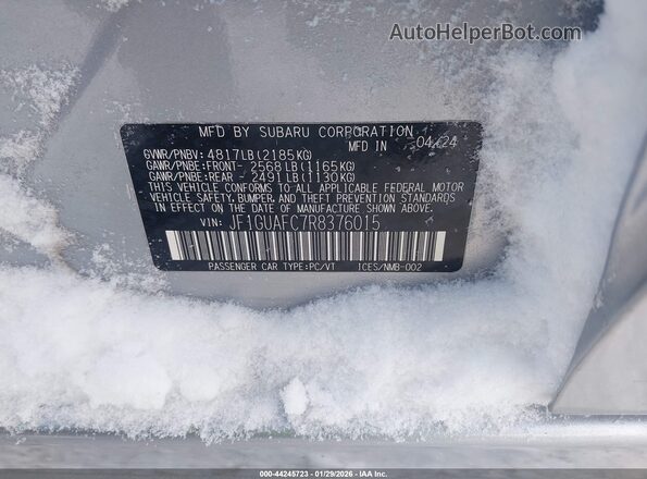 JF1GUAFC7R8376015 2024 SUBARU IMPREZA Silver Widok komory silnika