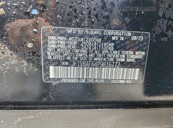 JF1VBAF64P9816772 2023 SUBARU WRX Black Вид підкапотного простору