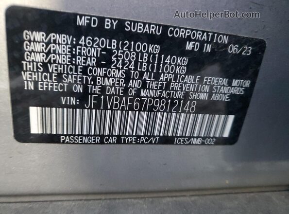 JF1VBAF67P9812148 2023 SUBARU WRX Серебряный Вид подкапотного пространства