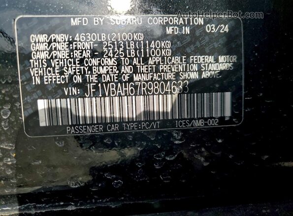 JF1VBAH67R9804633 2024 SUBARU WRX Черный 