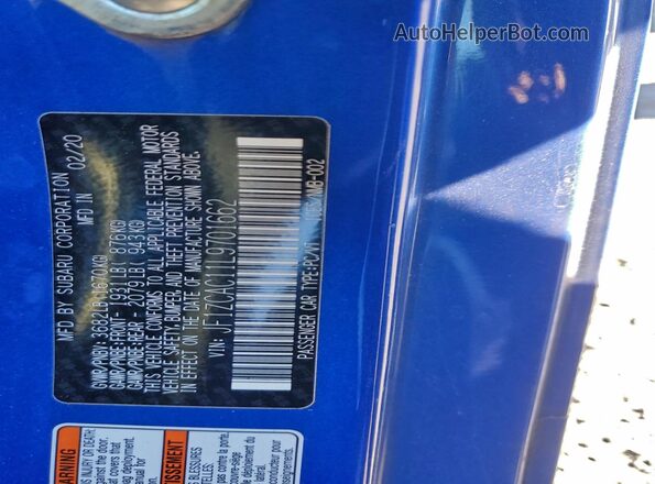 JF1ZCAC11L9701662 2020 SUBARU BRZ Blue Вид підкапотного простору