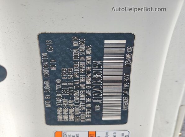 JF1ZCAC13J8601534 2018 SUBARU BRZ White Вид підкапотного простору