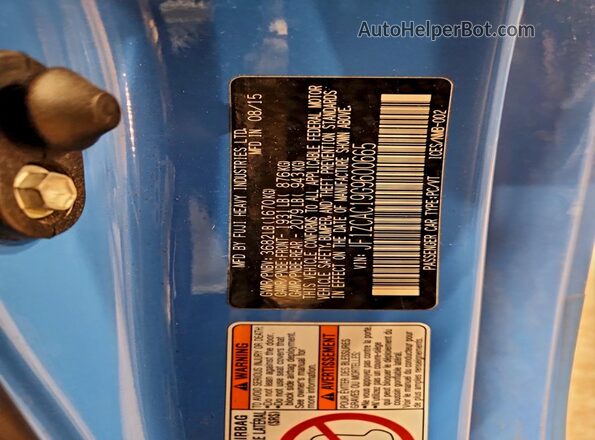 JF1ZCAC19G9600665 2016 SUBARU BRZ Blue Շարժիչի բաժամունքի տեսք