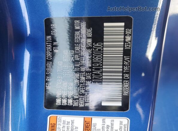 JF1ZCAC19J8601506 2018 SUBARU BRZ Blue Engine compartment view