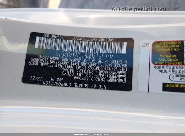 JF1ZDBB10N9702812 2022 SUBARU BRZ White ძრავის განყოფილების ხედი