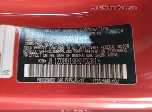 JF1ZDBB19R9702815 2024 SUBARU BRZ Red Вид підкапотного простору